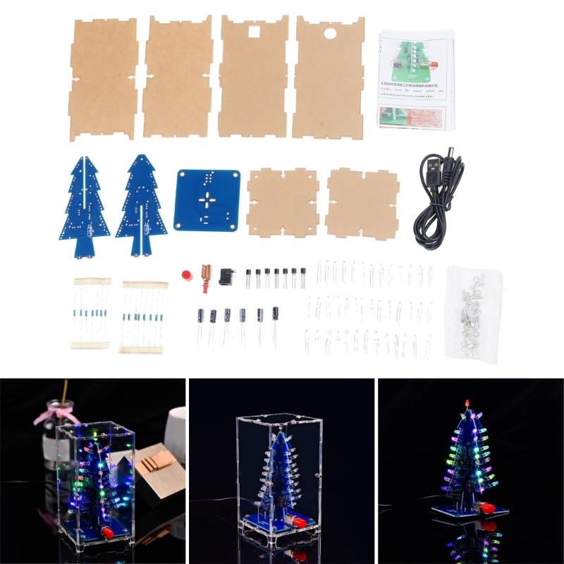 Красочный 3D Рождественский Елка LED DIY Набор, Цветная Мигающая RGB LED Схема Электронная Сборка Веселый Набор, STEM Проект