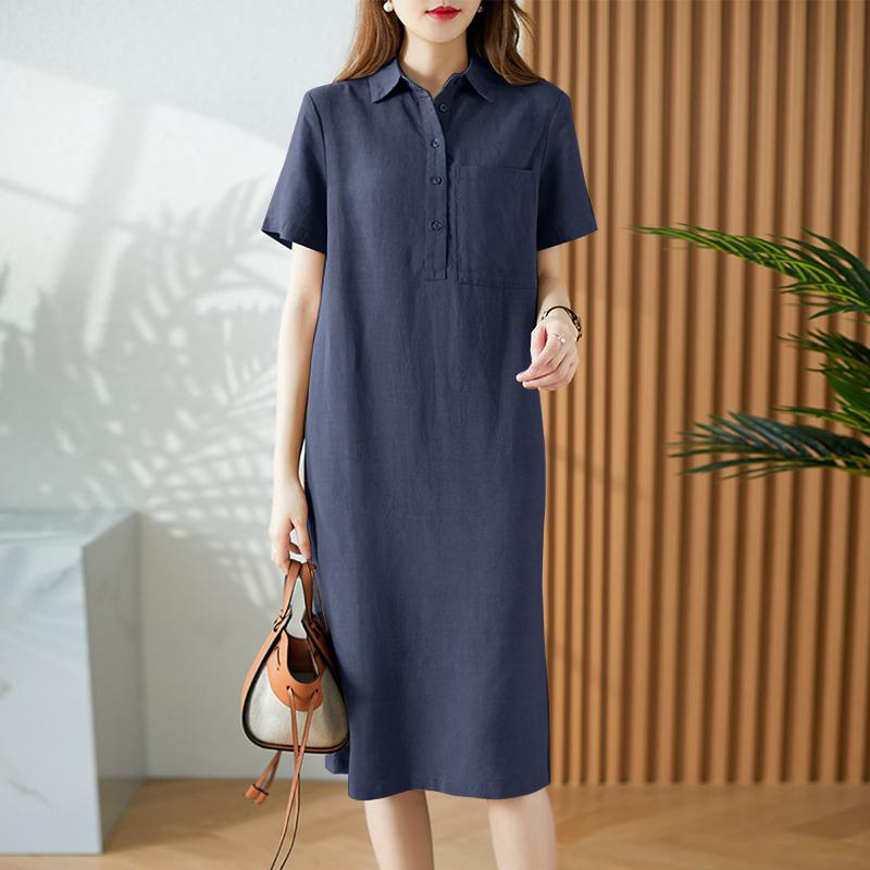 ZANZEA Женское повседневное платье-рубашка с отложным воротником и коротким рукавом