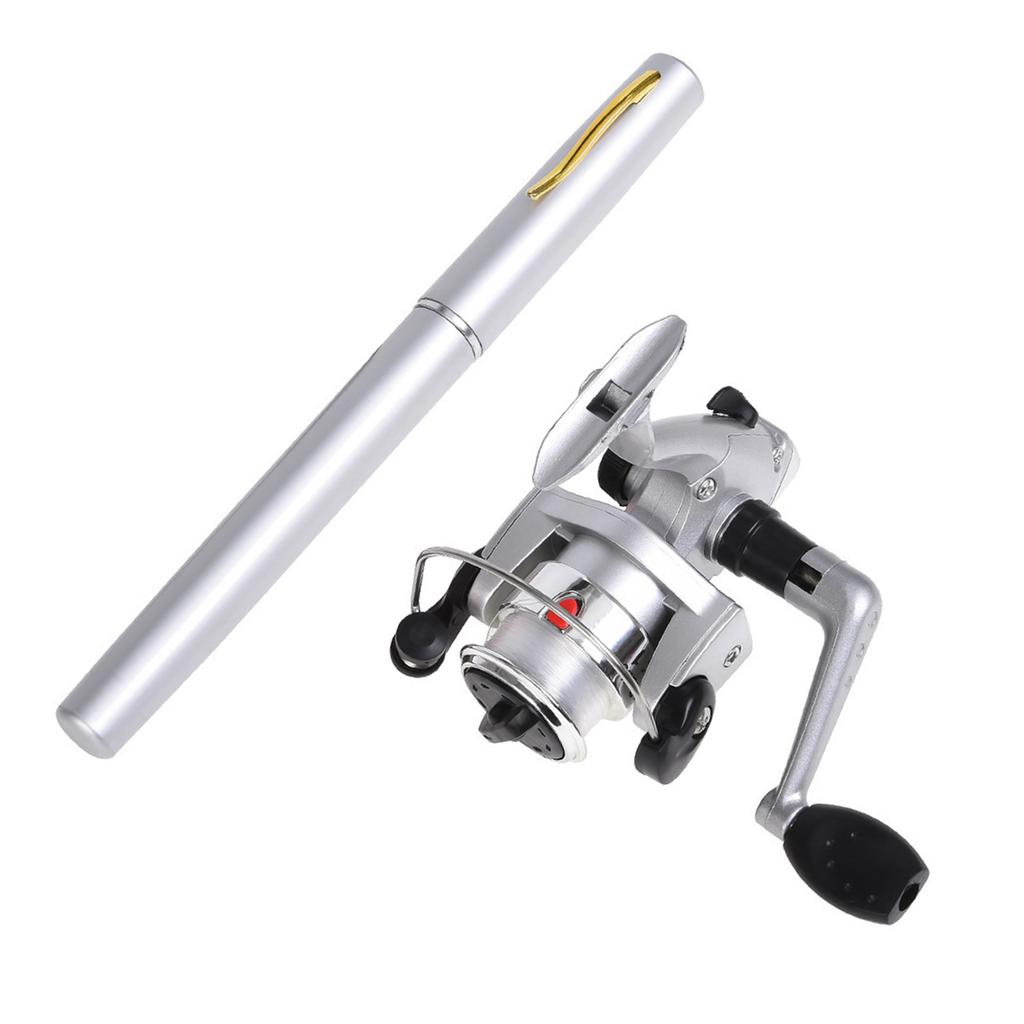 Карманный складной набор удочек с катушкой, набор мини-удочек в форме ручки, телескопическая удочка в форме ручки с катушкой