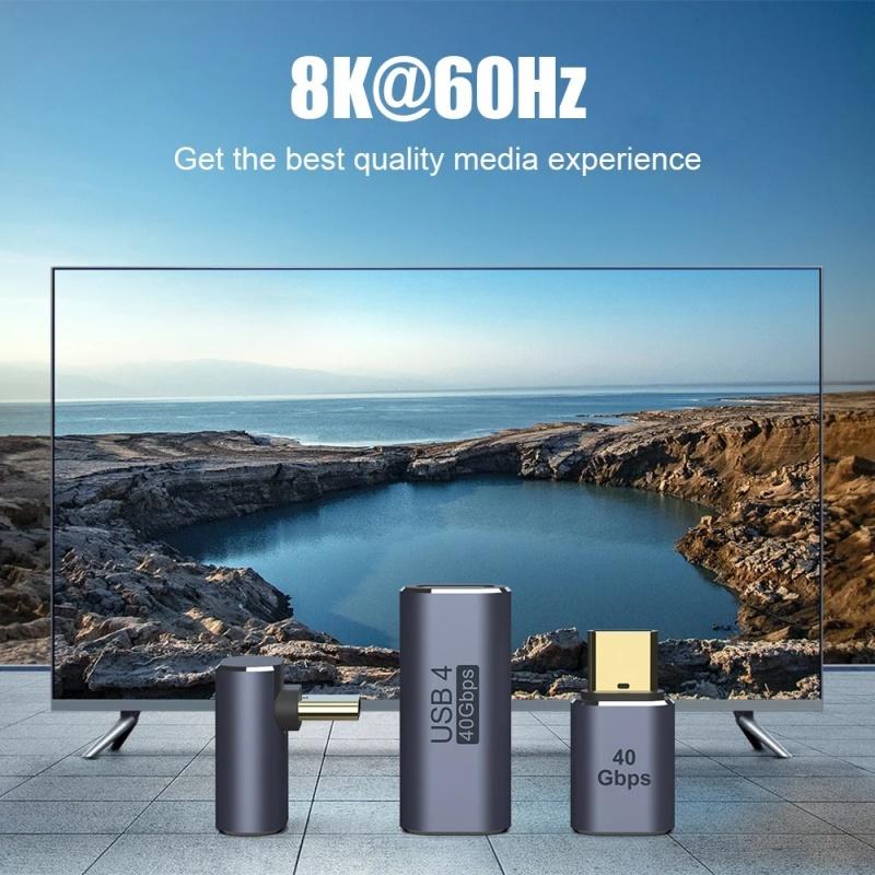 Адаптер Type-C OTG 240 Вт, быстрая зарядка, преобразователь данных USB4.0, поддержка 40 Гбит/с 8K 60 Гц, угловой адаптер USB C 90/180 градусов