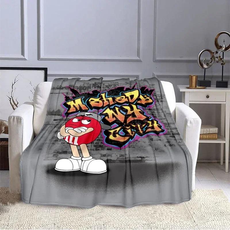 Плюшевое одеяло M&M Bean Chocolate с мультяшным принтом, модное, теплое, для походов, для дома, дивана, постельного белья, детское одеяло в подарок