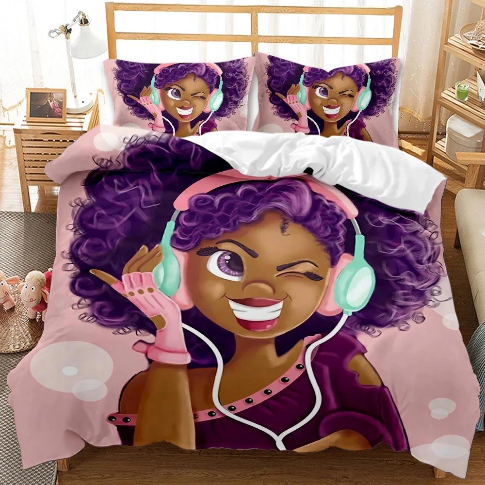 Black Girl Magic Bedding Set, African American Black Art Girl Duvet Cover, Bedroom Decor Comforter Cover For Teens