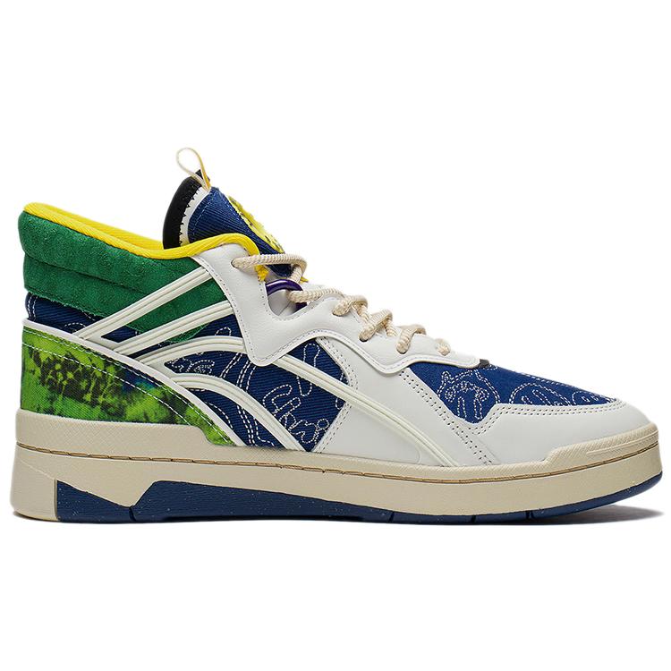 Li Ning Wave Mid Party Высокие Кеды для Скейтборда Мужские Бело-Зелено-Синие AGCS283-1