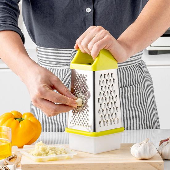 Терка для сыра с контейнером, коробчатая терка из нержавеющей стали для овощей, имбиря, картофеля, профессиональная ручная терка с 4 сторонами