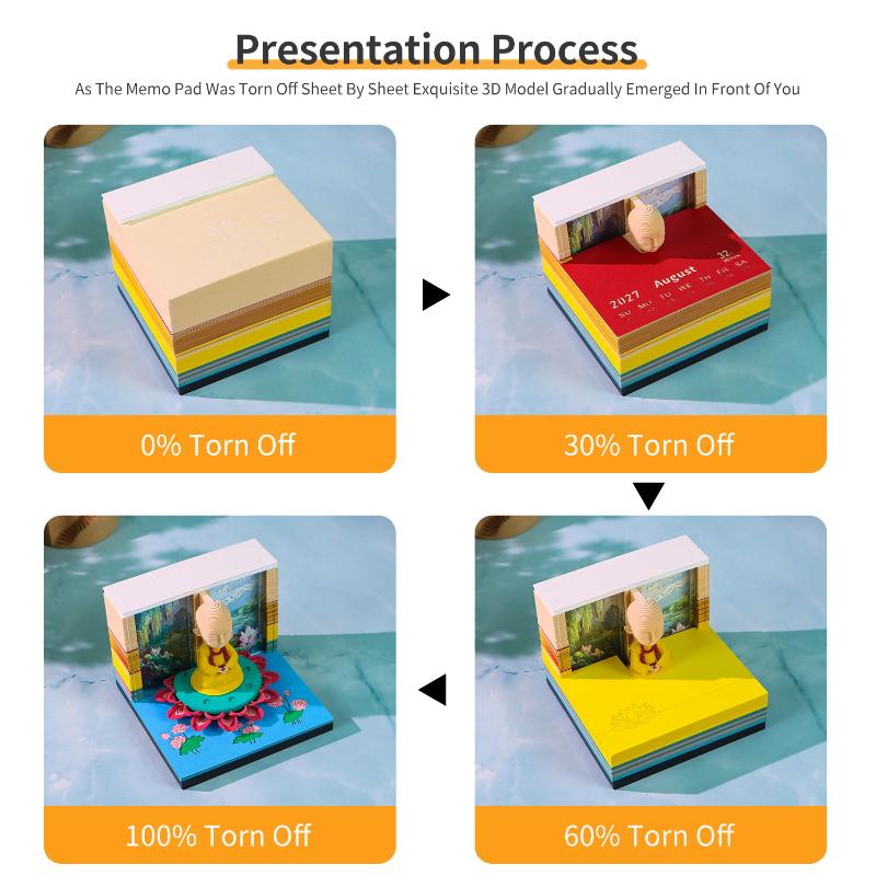 LED Light 2027 Desk Calendar with Artistic 3D Tear-away Feature Perfect for Desktop Organization