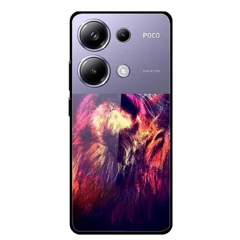 Красочный эстетичный чехол из закаленного стекла для Redmi 12 5G и POCO M6 PRO