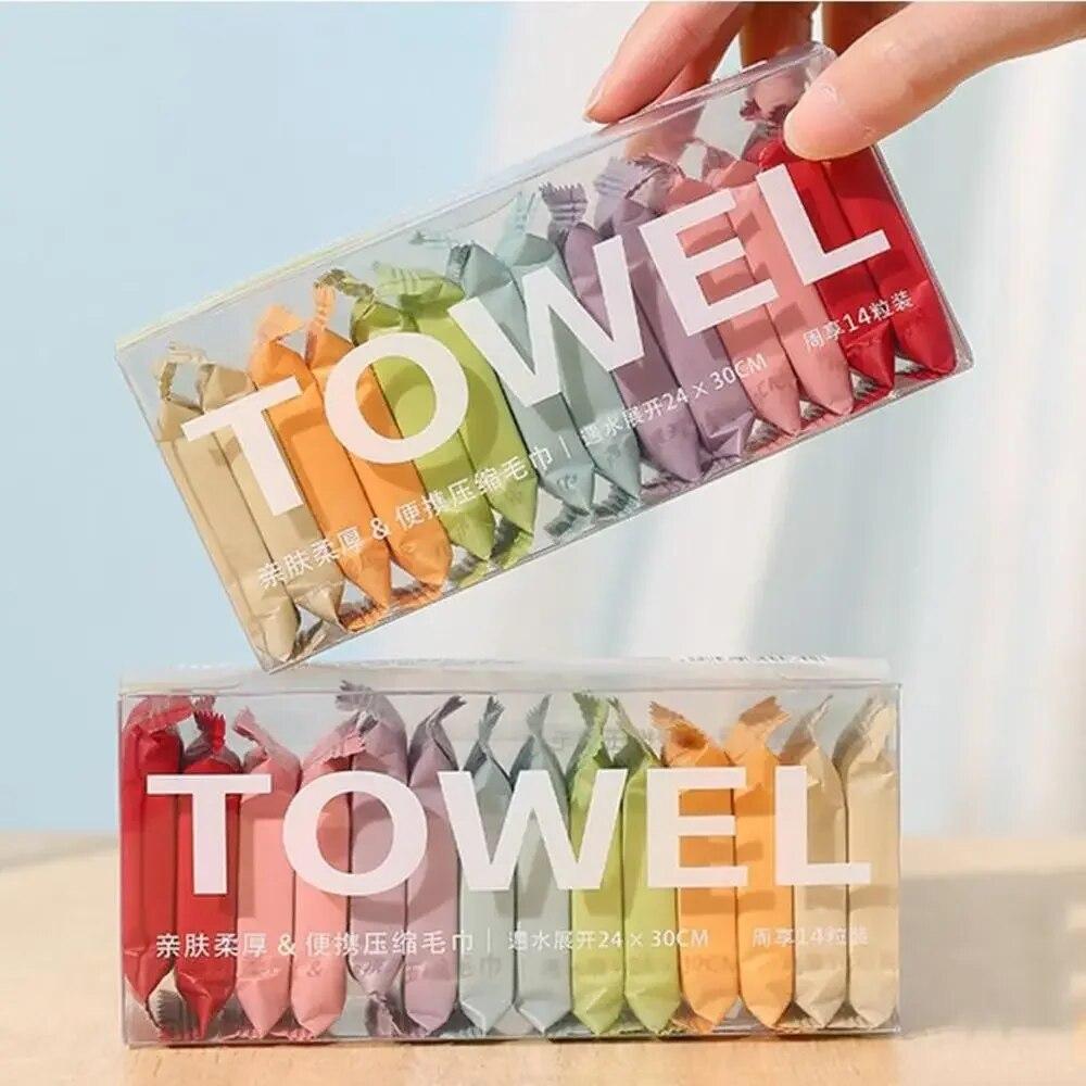 14pcs/box Disposable Washcloth Portable Travel Towel Thickened Compressed Face Cleansing Beauty Square Towel