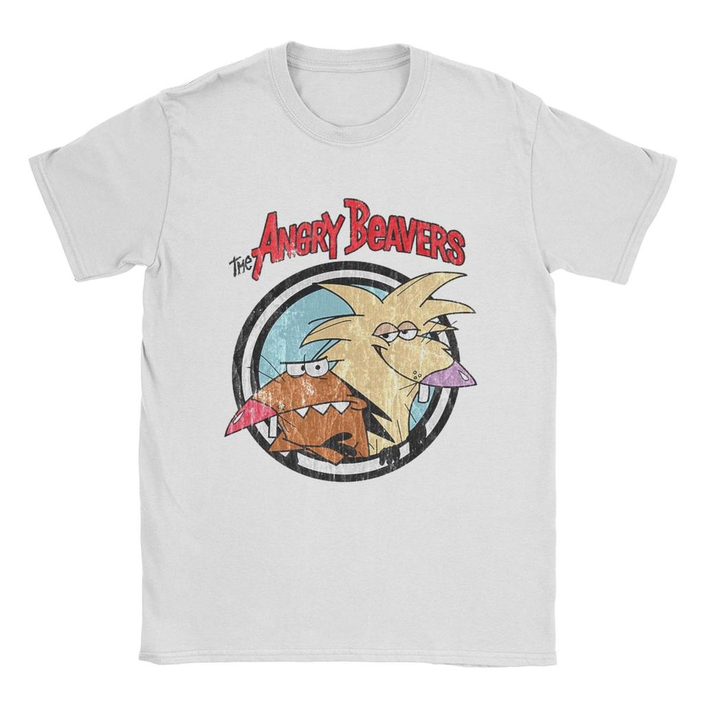 Футболка Angry Beavers для мужчин Хлопковая Новинка Футболка с круглым вырезом Футболки с коротким рукавом Одежда Лето