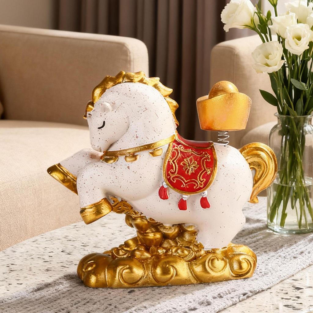 Фигурка лошади Китайский фэншуй Смола Подарок на новоселье Настольное украшение Скульптура животного