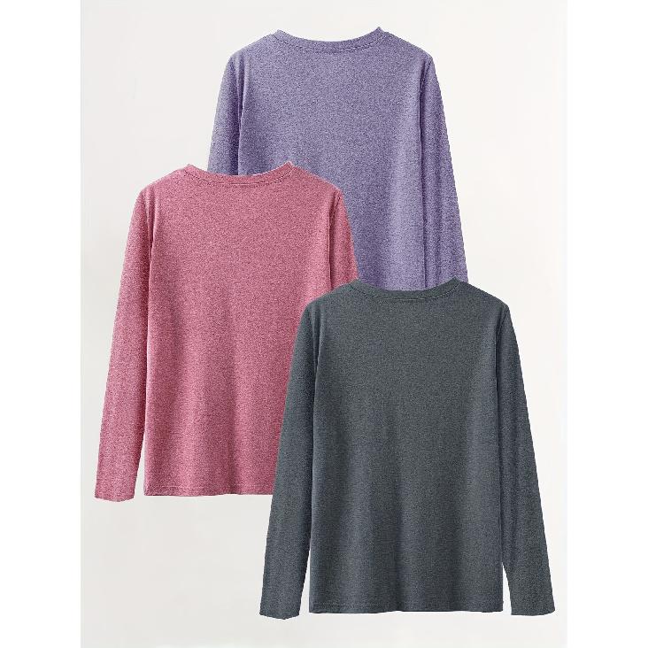 Three-piece set Mountain and forest natural print fashion retro style women's casual sports top with round neck and long sleeves T Shirt