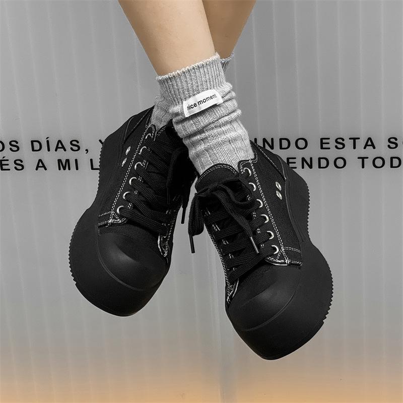 Мужские и женские парусиновые туфли в студенческом стиле, модные туфли для серфинга, британские повседневные туфли с большой головой, туфли-дерби на платформе с увеличенным голенищем 14464-J