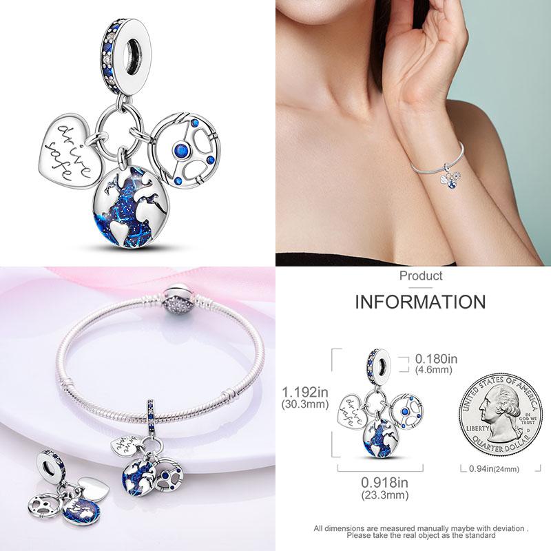 Шарм Медь Путешествия Самолет Земля Бусины Подвеска Подходит Оригинальный Браслет Сделай Сам Изысканные Ювелирные Изделия Шармы