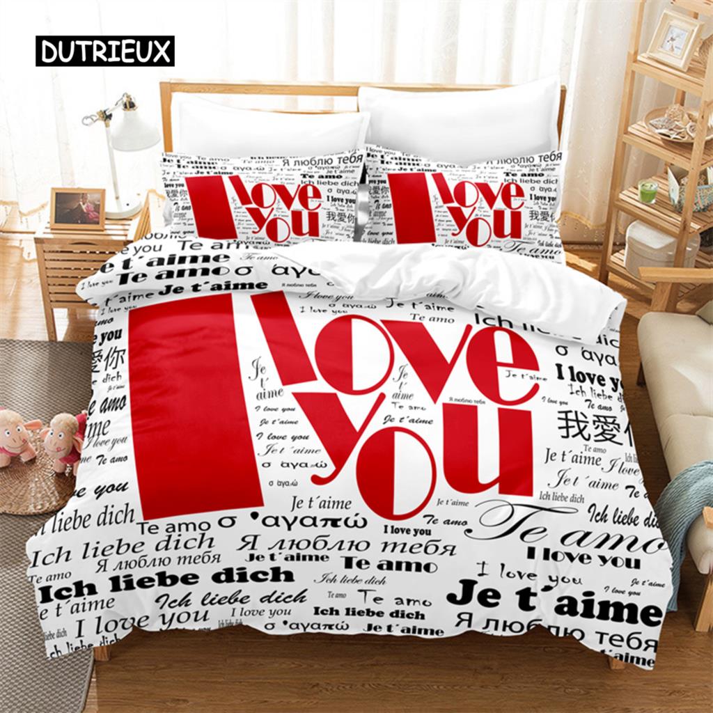 Креативный комплект постельного белья с надписью «Любовь», комплект пододеяльников, комплект постельного белья с 3D-печатью, комплект постельного белья размера «queen size», модный дизайн