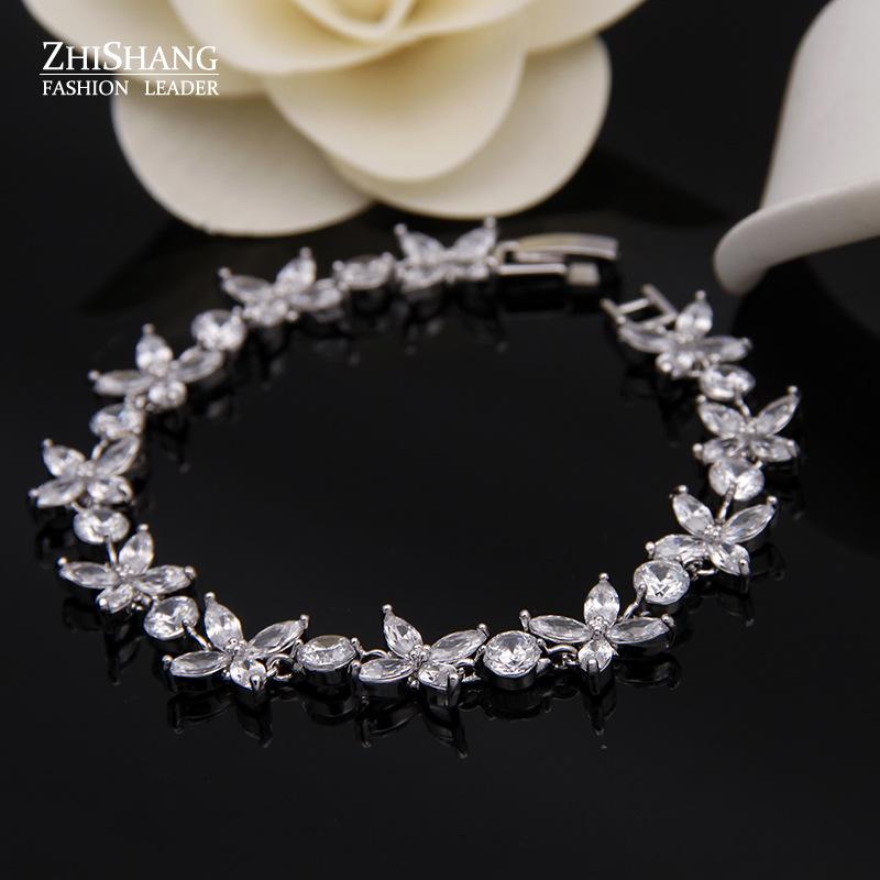 Браслет New Leaf с бриллиантовой инкрустацией, простой и модный браслет из циркона, женские ювелирные аксессуары, браслеты в европейском и американском стиле