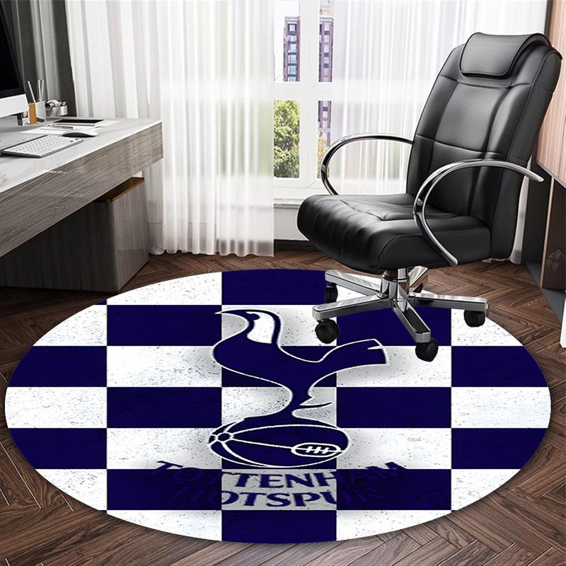 1pc T-Tottenham Hotspur Carpet, Round Rug, Comfortable, Suitable for Entryways, Living Rooms, Office, And Bedrooms, Christmas Decoration