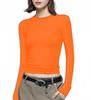 Cross-Border Women's European & American Fashion Autumn Round Neck Long Sleeve Slim Fit Crop Top