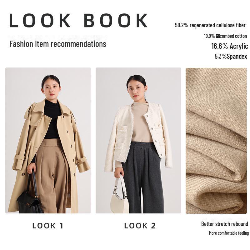 460G Женская бархатная теплая футболка с длинным рукавом и полувысоким воротником - Зима и осень