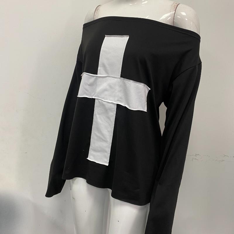 Свободный топ с длинными рукавами Y2K