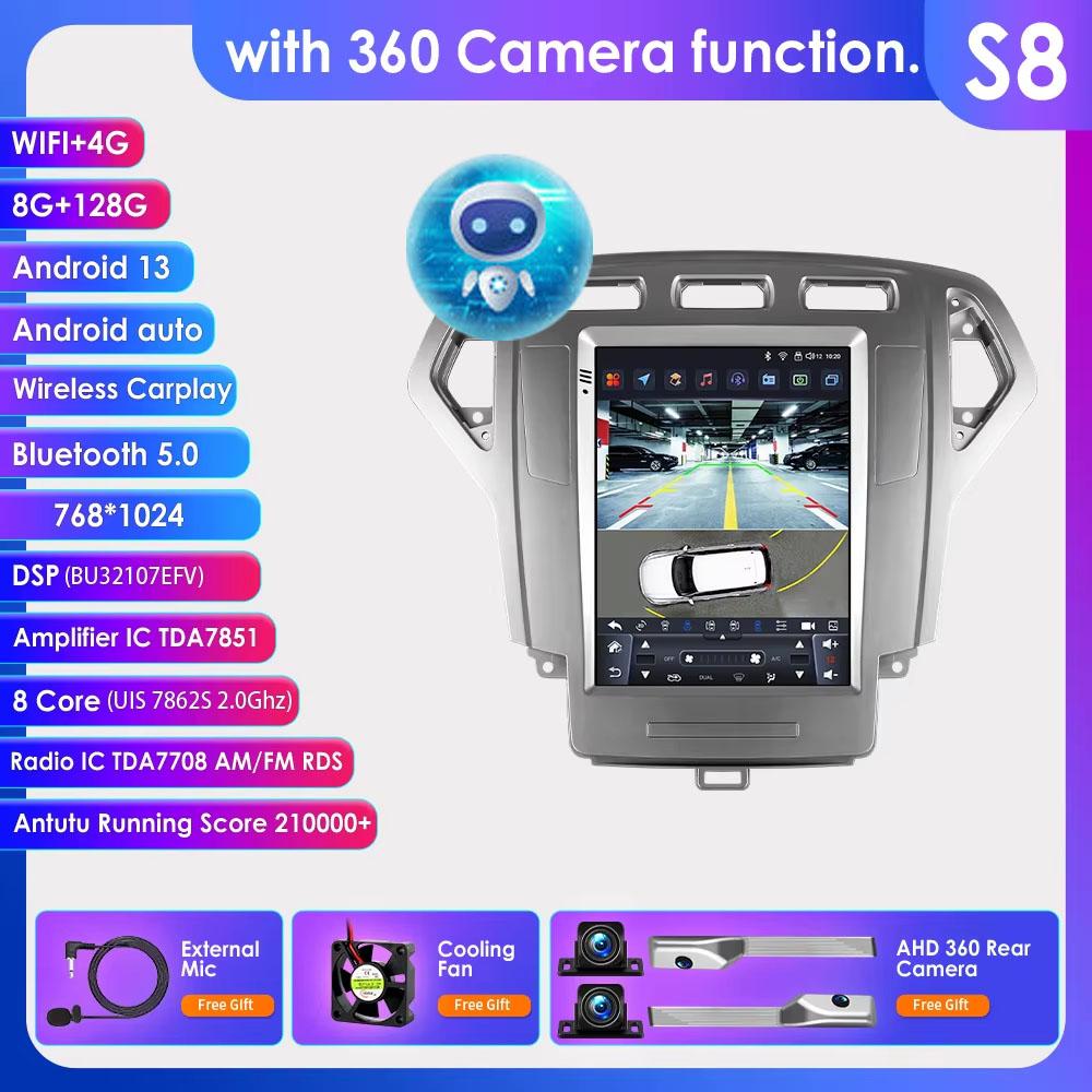 Android Car Radio Player for Ford Mondeo MK4 2007-2014 Carplay Auto Car Multimedia Stereo 6115 9.7inch Vertical Touch Screen GPS