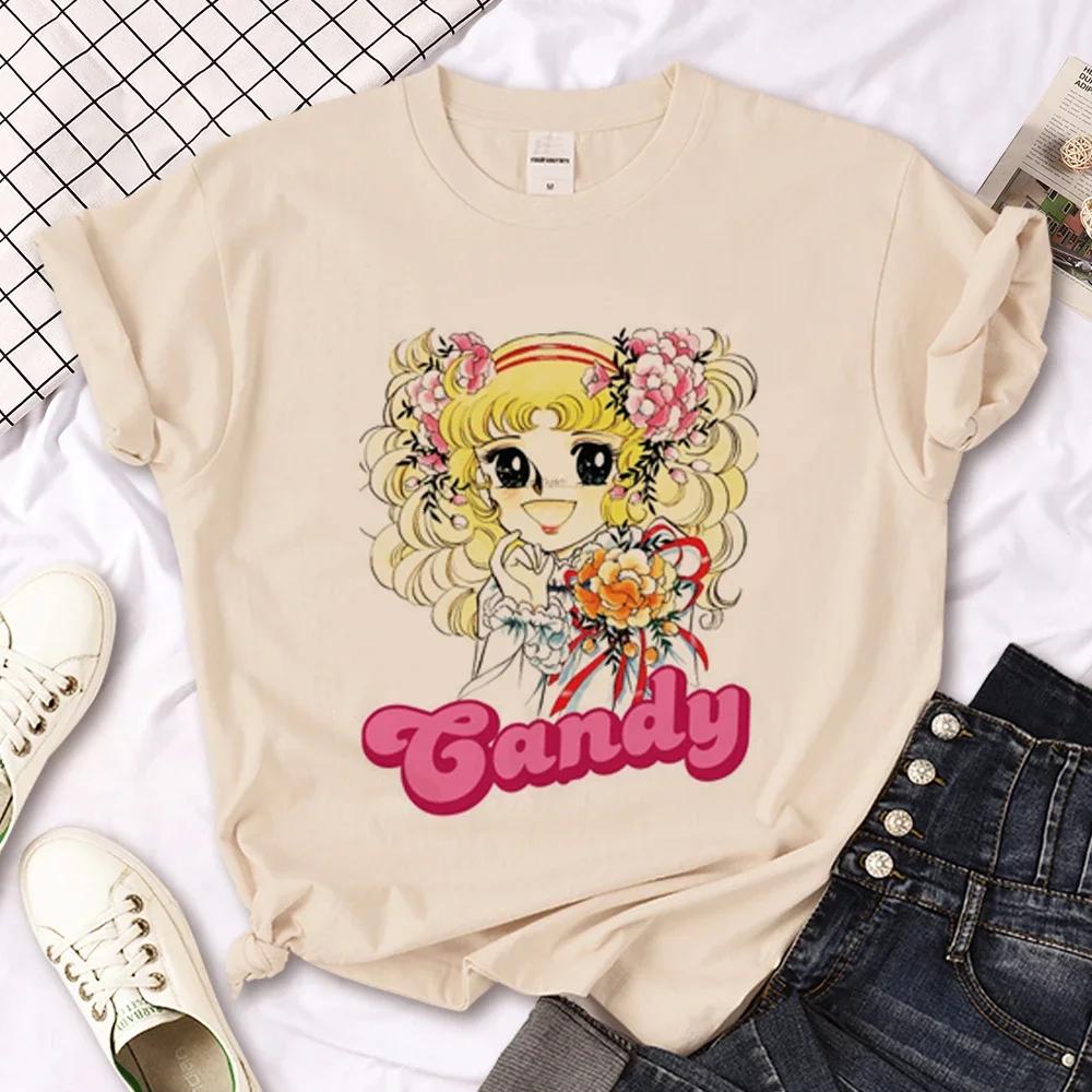 Футболка Candy Candy Женская Y2K Футболки FeУнисекс Аниме Уличная одежда 2000-е Повседневная Женская одежда Оверсайз Футболки с коротким рукавом С принтом