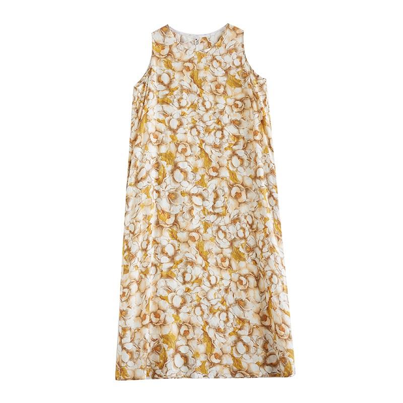 Новое винтажное платье с цветочным принтом без рукавов больших размеров для женщин, повседневное свободное длинное летнее платье