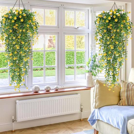 1/2 шт. висячие искусственные цветы, устойчивые к лозе растения, искусственные свисающие цветочные УФ-пластиковые растения плюща для дома