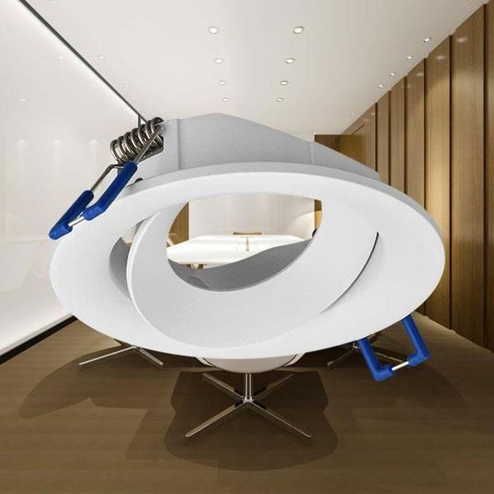 Fixation spot BRAYTRON Tetra-E1, rond, blanc, orientable, diamètre 95mm, aluminium
