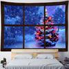 Christmas Tree Snowman Tapestry Wall Hanging Santa Claus Cartoon Oil Painting Room Christmas Decoration Hippie Home Decoration