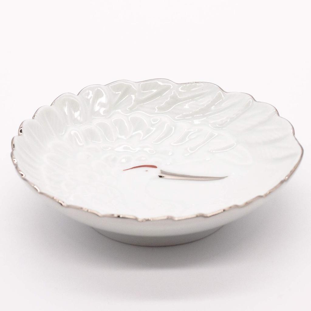 Arita Ware, Tasei Kiln, Crane-Shaped Small Plate, 11cm, Platinum Wire, Made in Japan, 475013