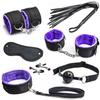 7 Pcs/set Sex BDSM Bondage Restraint Kit Handcuffs Ankle Cuffs Collar Gag Mask Whip Adult Sex Toys for Couples Erotic Toy