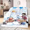 OnePiece Cartoon Print Flannel Blanket for Bedrooms Chairs Picnics Travel Sofas Beds Home Decor Gift