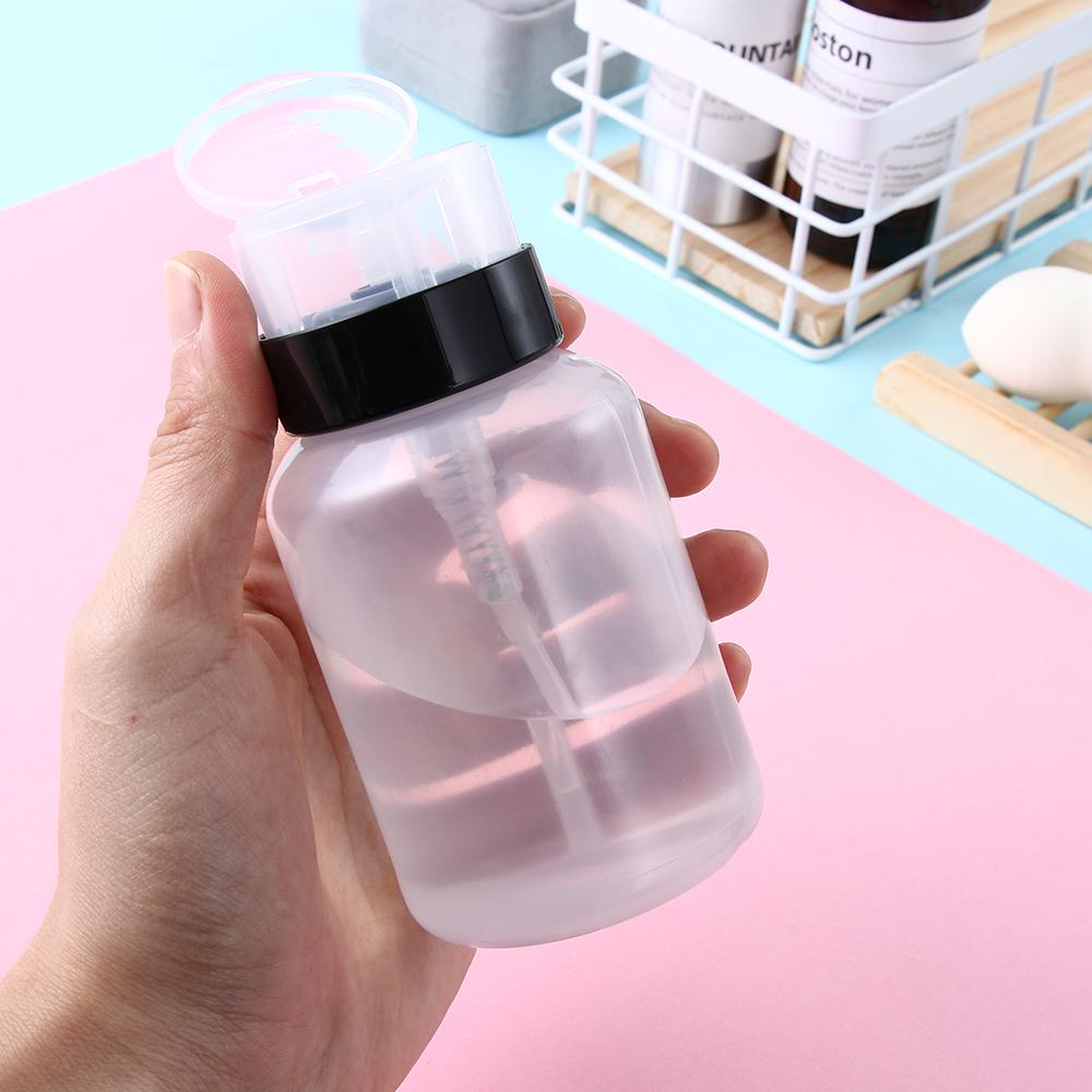 Manicure Liquid 200mL Nail Polish Remover Clean Acetone Empty Bottle Pump Dispenser Container