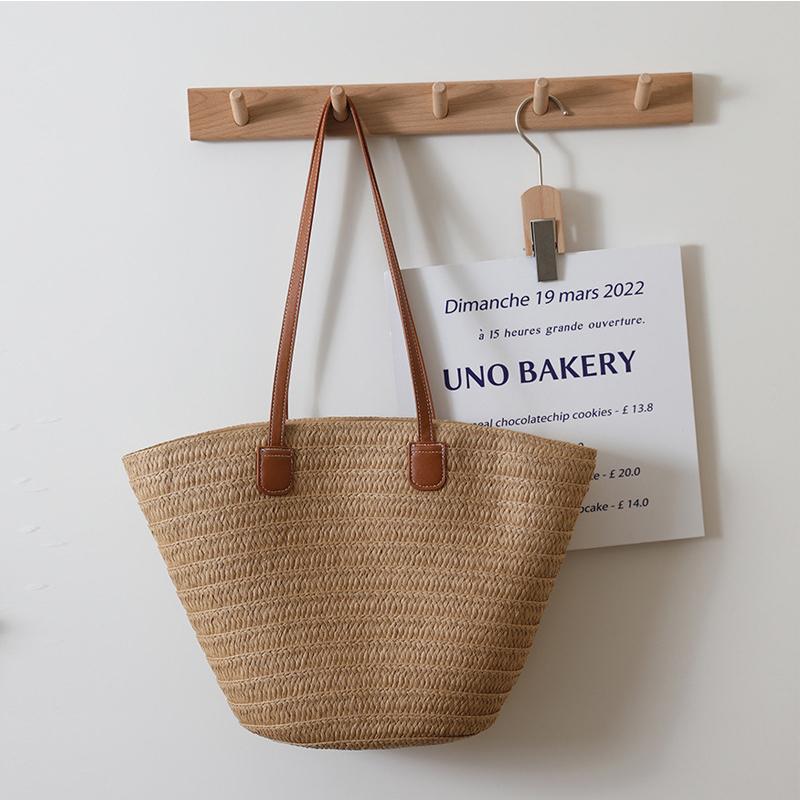 Летняя соломенная сумка большой вместимости для женщин, вязаная соломенная сумка в богемном стиле, сумка с верхней ручкой, дорожные сумки