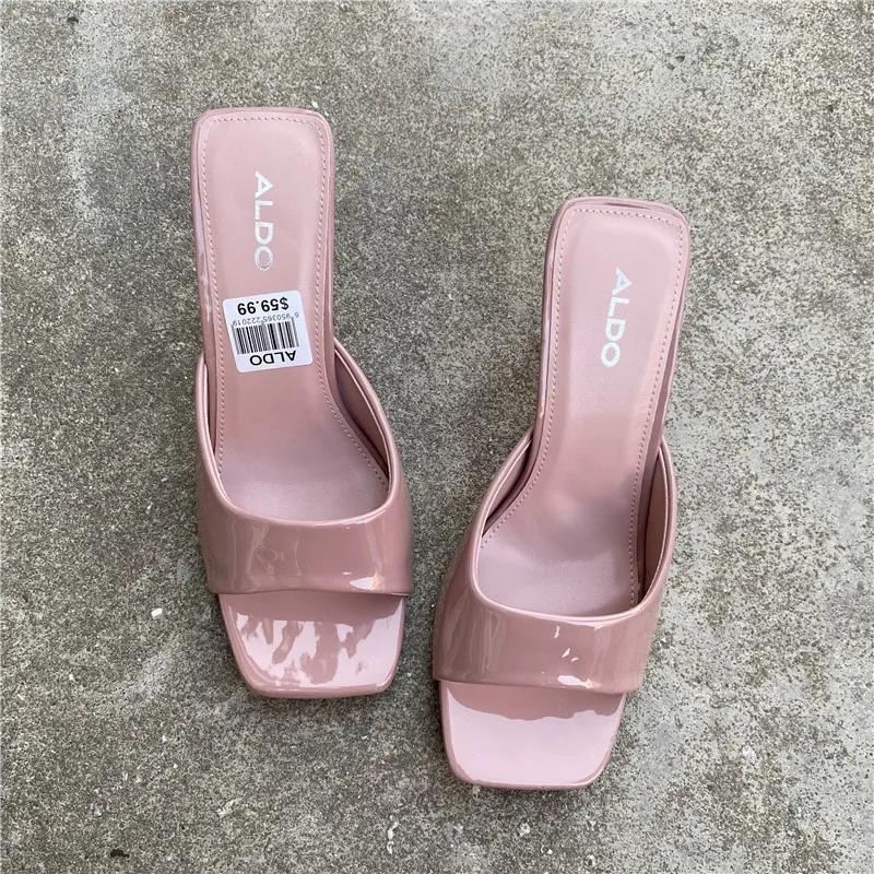 Новая женская обувь европейская и американская мода квадратная голова тонкий высокий каблук сексуальные тапочки женские Zapatos De Mujer 2024