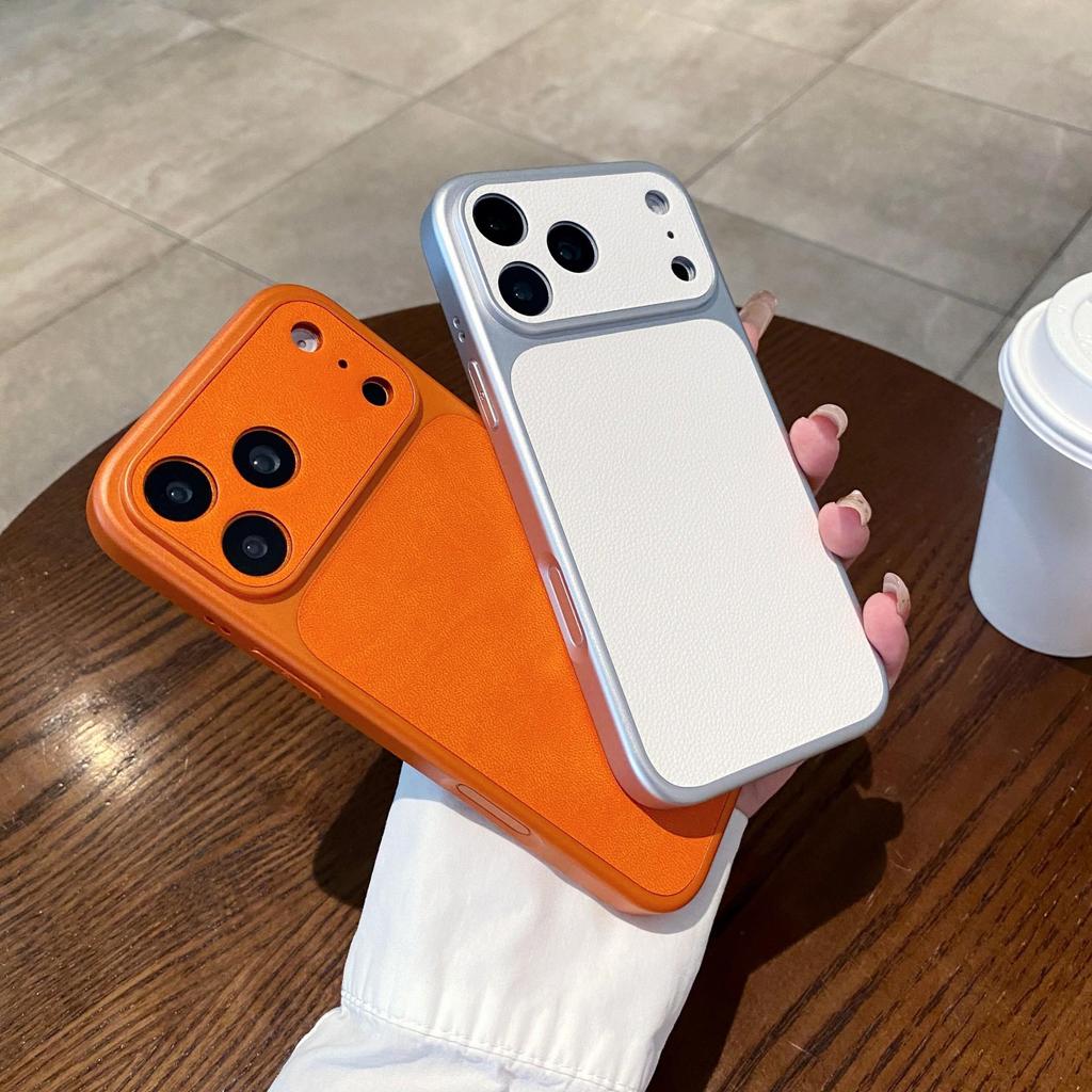 Чехол-накладка Apple 17 Pro Max с текстурой кожи и большим цветным окном - Жесткий защитный чехол для iPhone 16