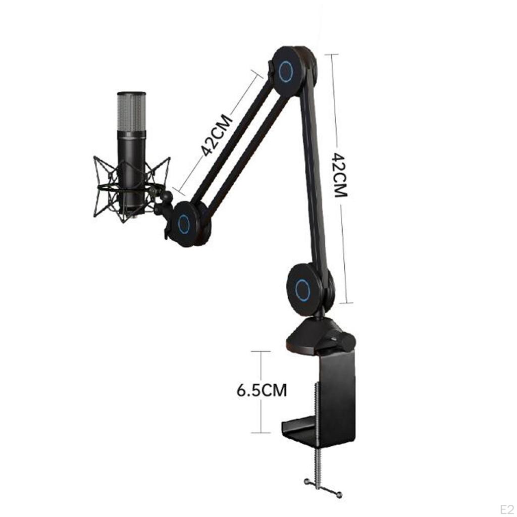 360° Rotatable Microphone Booming Arm Mic Stand Desk Mounted Clamp for