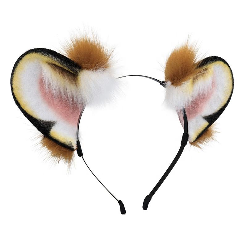 Best Seller Modern Fashion Handmade Tiger Ear Plush Headband Cute Animal Hair Accessories Cute Handmade Tiger Ears