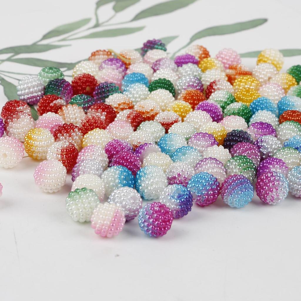 10mm 50pcs Acrylic Bayberry Gradient Color Round Loose Beads for DIY Jewelry Making