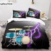 Drum Kit Duvet Cover Set Classical Music Comforter Cover Musical Instrument Lightning Pattern Quilt Cover for Kids Boys Teens