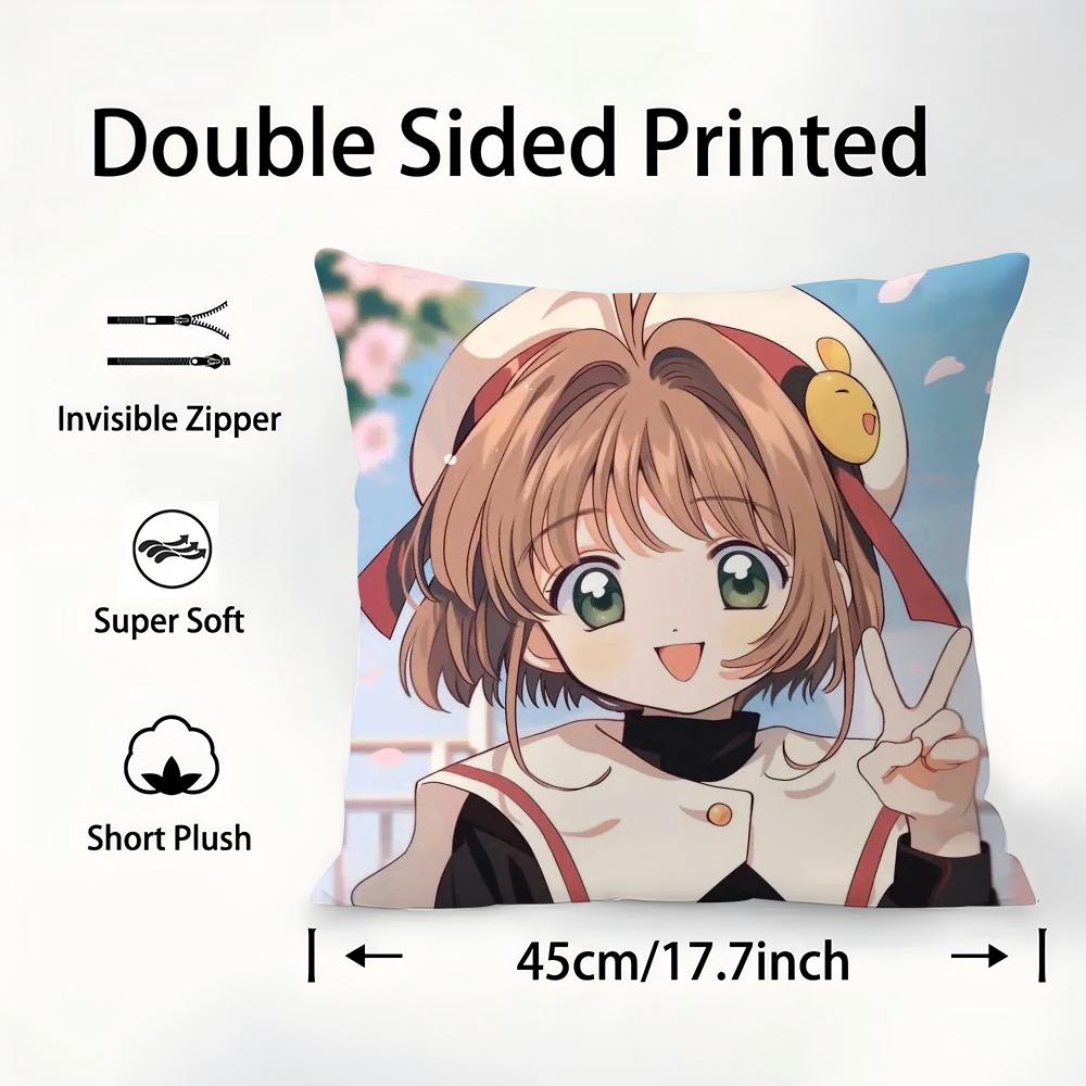Аниме C-Cardcaptor S-Sakura Наволочка Декоративная для дивана Домашняя Двусторонняя печать Короткий плюш Наволочка Чехол для подушки