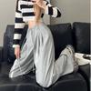 Серые черные широкие спортивные брюки для женщин с высокой талией, повседневные спортивные брюки с карманами и шнурком