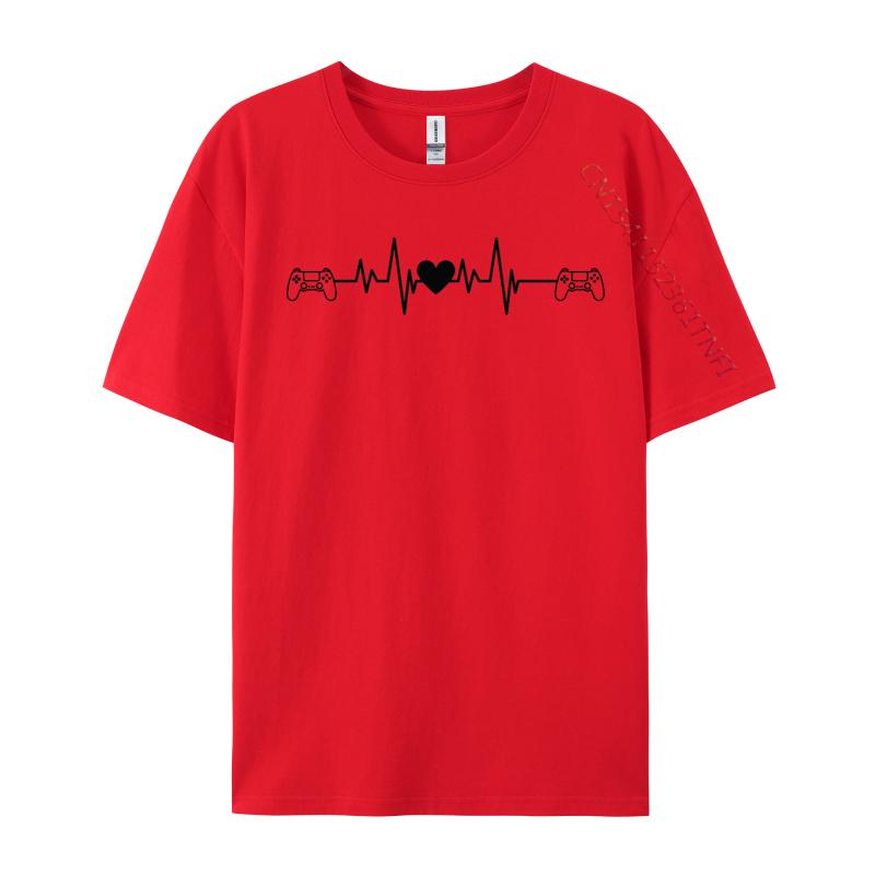 Premium Cotton Gamer Heartbeat T Shirt Casual Game Gamer T Shirt New Fashion Crew Neck Tops Tees Cool