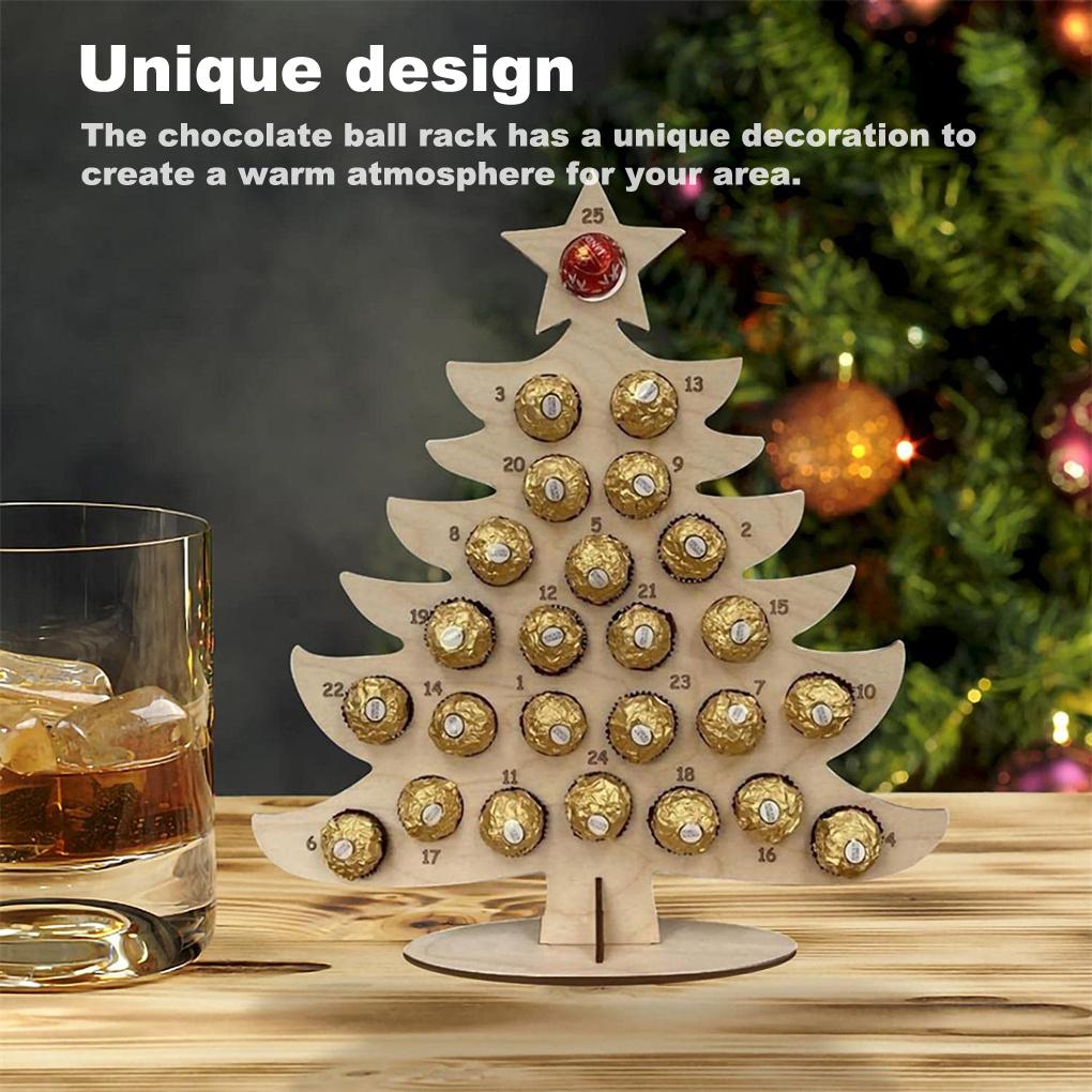 Wooden Christmas Frame Advent Calendar Empty DIY Refillable Unfinished Chocolate Rack Ornament Miniature Gift