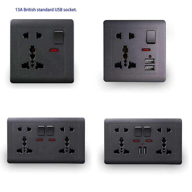 Стандартная розетка Usb ЕС, серая встроенная настенная розетка