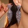 Luxurious Valentine's Shiny Diamond Heart Tassel Earrings for Women - Fashion Peach Heart Studs.