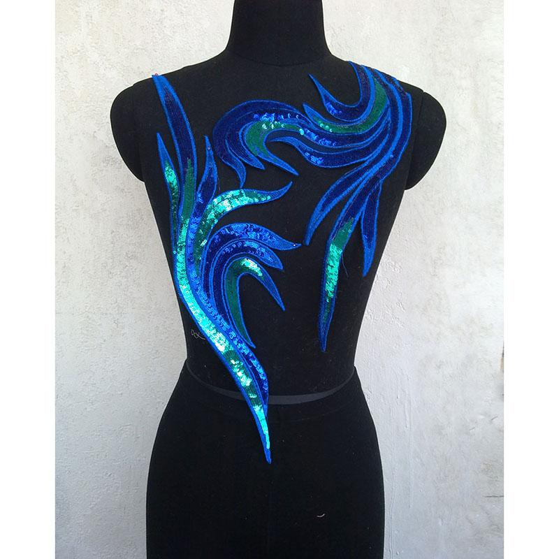 2 шт./компл. вышитые синие цветы кружевной ткани, аппликации, отделка, пришить нашивки для свадебного платья, украшение «сделай сам»