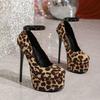 Сексуальные женские туфли-лодочки с леопардовым принтом, большие размеры 35-42, с круглым носком, на очень высоком каблуке, новинка весны, женские туфли на платформе для вечеринок, офисные