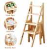 4-ярусная складная стремянка, многофункциональная трансформируемая деревянная лестница, складная подставка-стремянка для помещений, гостиной, спальни