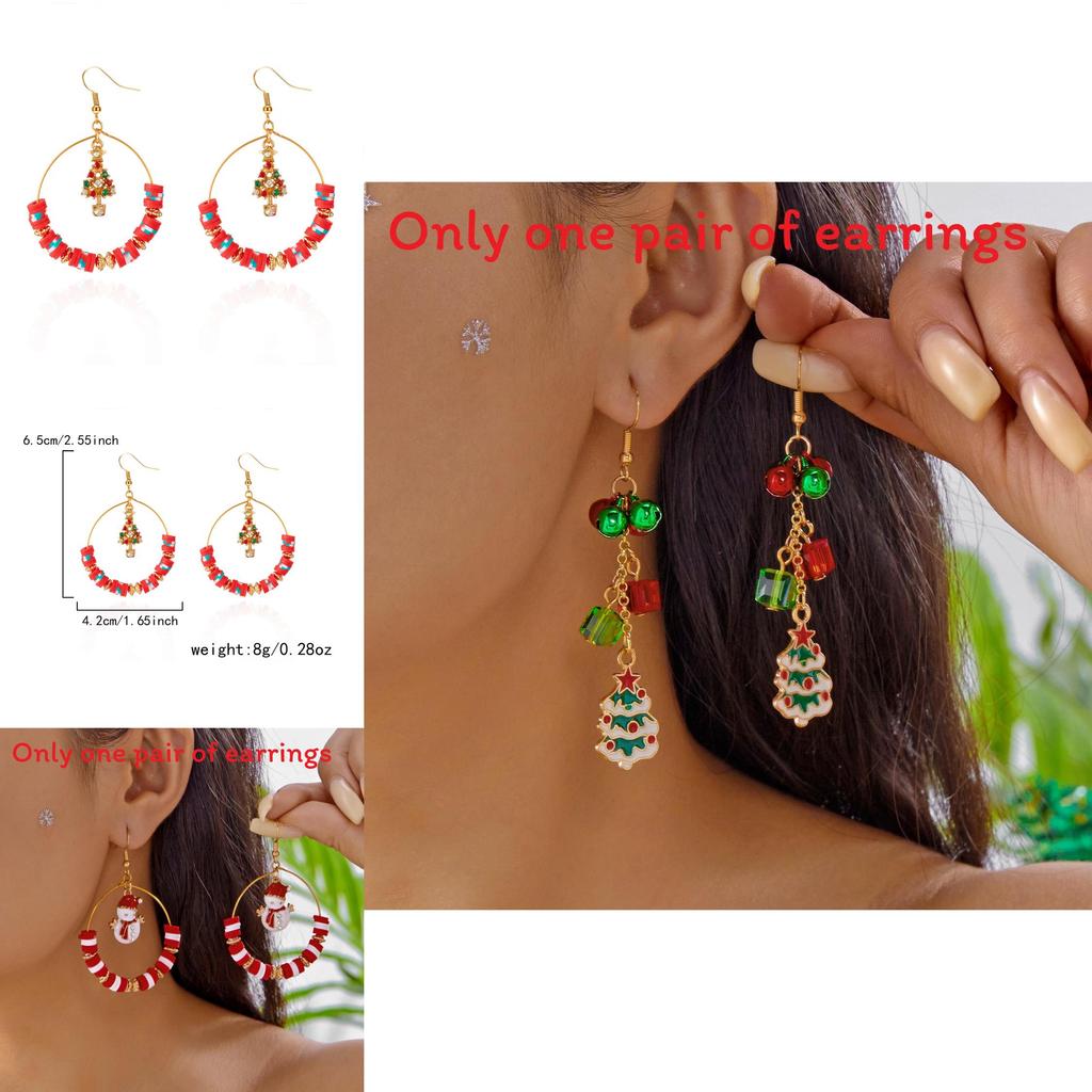 Christmas Earrings With Bell Pendant Alloy Holiday For Women And Men