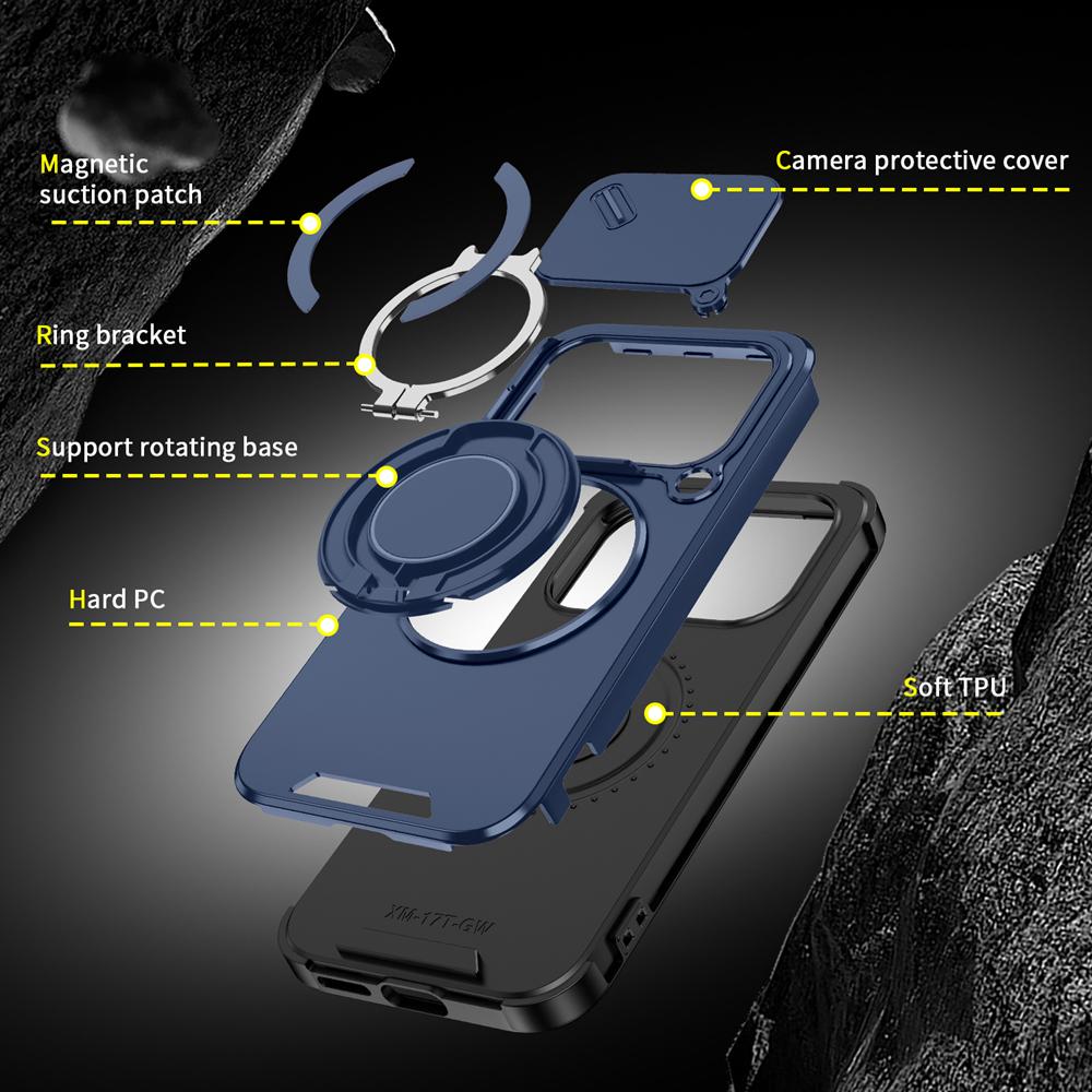 KEYSION Чехол для телефона со вращающимся на 360° кольцом-подставкой для Xiaomi 17T 17T Pro 5G, с защитой выдвижной камеры, магнитная, ударопрочная задняя крышка